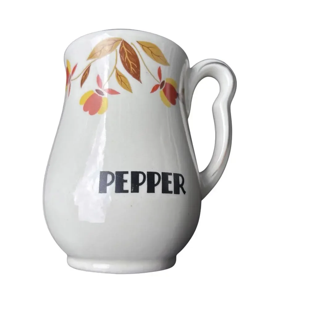 HALL'S Jewel Tea  Autumn Leaf Pattern Salt & Pepper Large Shakers Set Country